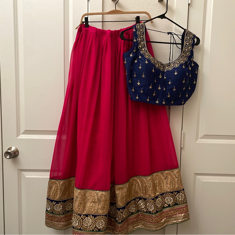 Handmade Embroidered Silk Indian Wedding Lehenga